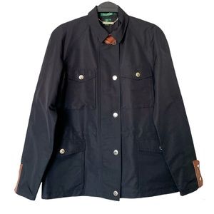 Lauren Ralph Lauren Black Winter Wind Utility Coat Lamb Detail Size Medium